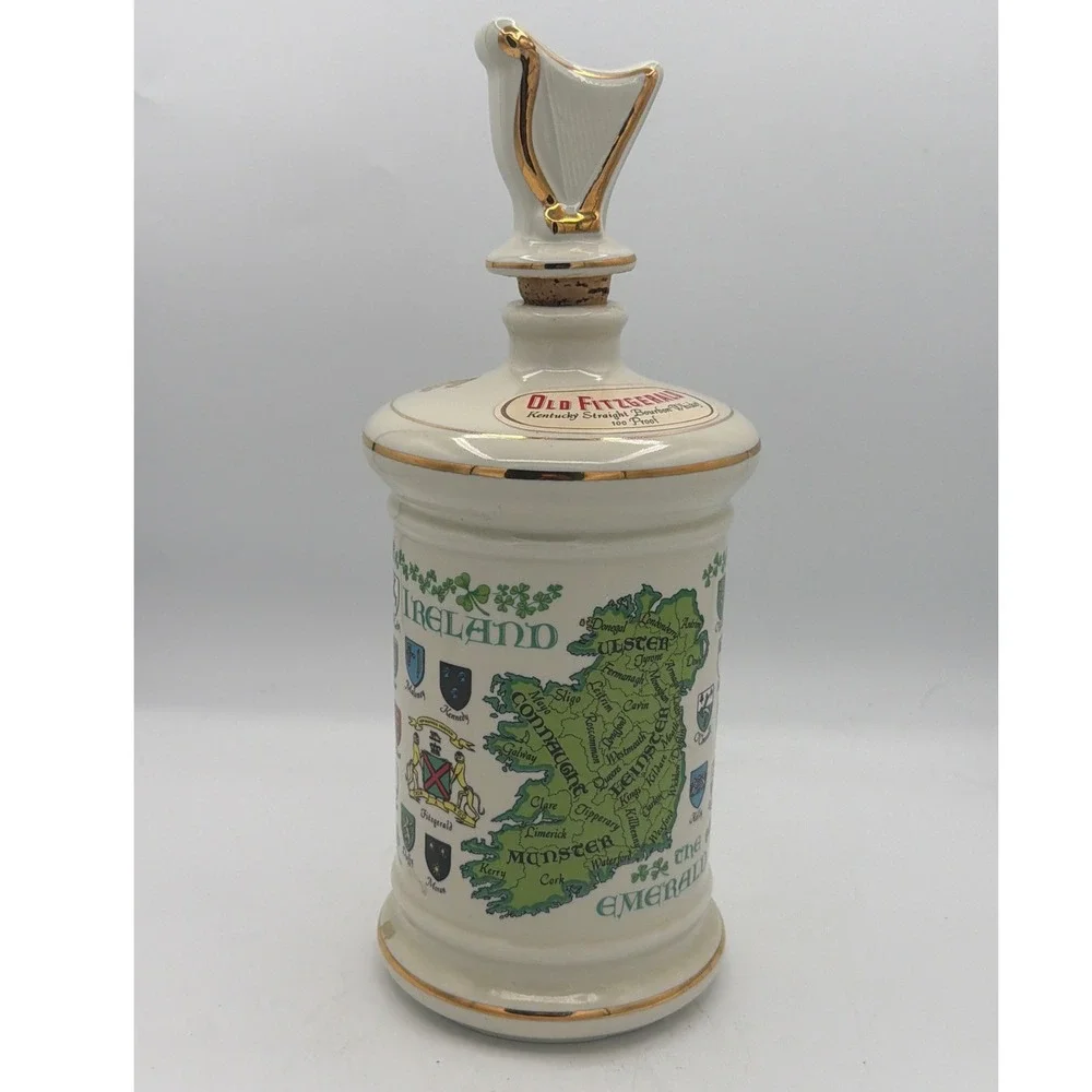 1969 Old Fitzgerald Emerald Isle Decanter Stitzel-Weller Ireland Harp Stopper